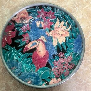 Neiman Marcus Vibrant Parrot Decorative Plate